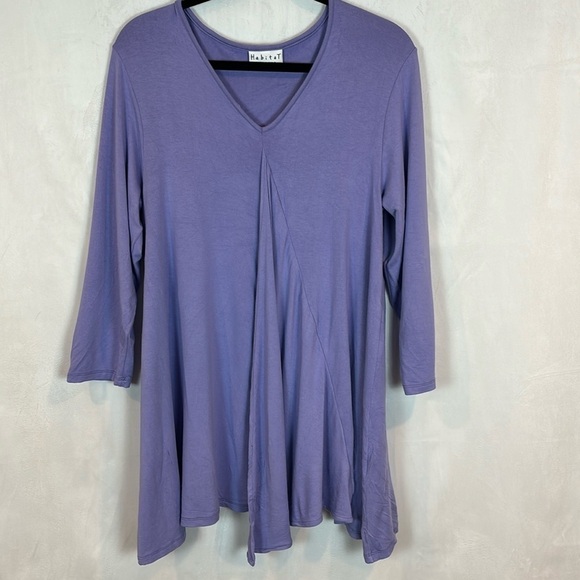 Habitat Women's Purple Swing tunic ruffle blouse size Medium lagenlook oversized - Picture 1 of 13